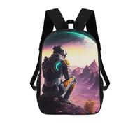sinyumoney 3D Astronaut on Alien Planet -20 Print Children Backpack for School Students Backpacks Schoolbag Shoulder Book Bags 17inch