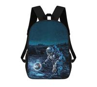 sinyumoney 3D Astronaut on Alien Planet -5 Print Children Backpack for School Students Backpacks Schoolbag Shoulder Book Bags 17inch