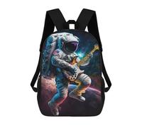 sinyumoney 3D Astronaut Playing Guitar in Space -11 School Backpack for Kids Adult,Animal Schoolbags Large Bookbags Casual Daypack with Side Mesh Pocket 17inch