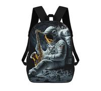 sinyumoney 3D Astronaut Playing Saxophone on The Moon Print Children Backpack for School Students Backpacks Schoolbag Shoulder Book Bags 17inch
