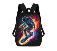 sinyumoney 3D Astronaut Skateboarder in Flames Print Children Backpack for School Students Backpacks Schoolbag Shoulder Book Bags 17inch
