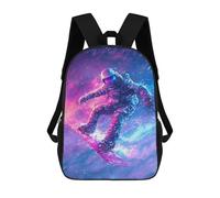 sinyumoney 3D Astronaut Snowboarding in Space-3 Kid's Backpack Waterproof 17inch School Bag Cute Rucksacks Fashion Casual Schoolbag for Kids for Girl Boy School