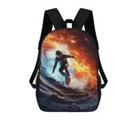 sinyumoney 3D Astronaut Surfing in Space -4 Kid's Backpack Waterproof School Bag Bookbag Cute Rucksacks Fashion Casual Schoolbag for Kids for Girl Boy School 17inch