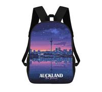 sinyumoney 3D Auckland New Zealand Skyline at Night Printing Daypacks Kids Casual Backpack Knapsack High Capacity Rucksack Travel Laptop Book Bag 17inch