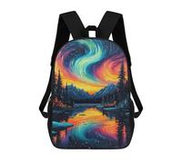 sinyumoney 3D Aurora Borealis Reflections-12 Kid's Backpack Waterproof 17inch School Bag Cute Rucksacks Fashion Casual Schoolbag for Kids for Girl Boy School