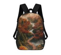 sinyumoney 3D Autumn Forest Path Kid's Backpack Waterproof 17inch School Bag Cute Rucksacks Fashion Casual Schoolbag for Kids for Girl Boy School