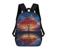 sinyumoney 3D Autumn Tree Under Starry Sky Kid's Backpack Waterproof School Bag Bookbag Cute Rucksacks Fashion Casual Schoolbag for Kids for Girl Boy School 17inch