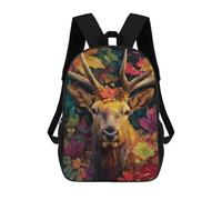 sinyumoney 3D Autumnal Deer Portrait-4 Kid's Backpack Waterproof School Bag Bookbag Cute Rucksacks Fashion Casual Schoolbag for Kids for Girl Boy School 17inch
