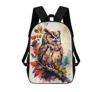 sinyumoney 3D Autumnal Owl Watercolor Kid's Backpack Waterproof School Bag Bookbag Cute Rucksacks Fashion Casual Schoolbag for Kids for Girl Boy School 17inch