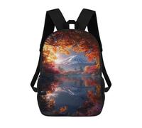sinyumoney 3D Autumnal Reflections on Fuji Lake School Backpack Student Casual Backpack For Kid's Children's Daypack Bookbag Hiking Sports Outdoor Work Travel Laptop Bag 17inch