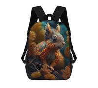 sinyumoney 3D Autumnal Squirrel Portrait Kid's Backpack Waterproof School Bag Bookbag Cute Rucksacks Fashion Casual Schoolbag for Kids for Girl Boy School 17inch