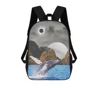 sinyumoney 3D Backpacks Kids School Backpack A Whale Of A Time School Bag 3D Printing Daypacks for Boys Elementary And Middle School Students 17inch
