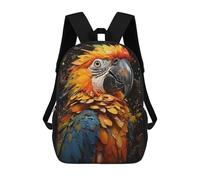 sinyumoney 3D Backpacks Kids School Backpack Abstract Parrot Painting School Bag 3D Printing Daypacks for Boys Elementary And Middle School Students 17inch