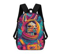 sinyumoney 3D Backpacks Kids School Backpack Astronaut Lama Space School Bag 3D Printing Daypacks for Boys Elementary And Middle School Students 17inch