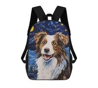 sinyumoney 3D Backpacks Kids School Backpack Australian Shepherd School Bag 3D Printing Daypacks for Boys Elementary And Middle School Students 17inch