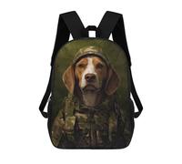 sinyumoney 3D Backpacks Kids School Backpack Beagle Camo Jacket School Bag 3D Printing Daypacks for Boys Elementary And Middle School Students 17inch
