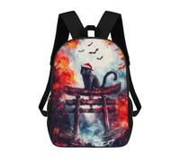 sinyumoney 3D Backpacks Kids School Backpack Black Cat in Torii Gate School Bag 3D Printing Daypacks for Boys Elementary And Middle School Students 17inch