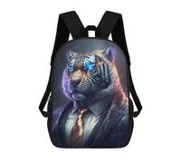 sinyumoney 3D Backpacks Kids School Backpack Boss Tiger In Suit School Bag 3D Printing Daypacks for Boys Elementary And Middle School Students 17inch