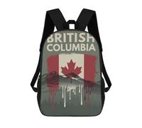 sinyumoney 3D Backpacks Kids School Backpack British Columbia Flag School Bag 3D Printing Daypacks for Boys Elementary And Middle School Students 17inch