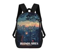 sinyumoney 3D Backpacks Kids School Backpack Buenos Aires Cityscape at Dusk School Bag 3D Printing Daypacks for Boys Elementary And Middle School Students 17inch
