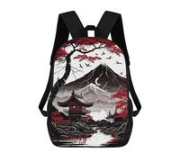 sinyumoney 3D Backpacks Kids School Backpack Cherry Blossom Japanese School Bag 3D Printing Daypacks for Boys Elementary And Middle School Students 17inch