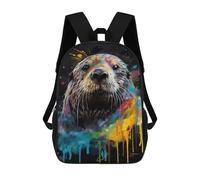 sinyumoney 3D Backpacks Kids School Backpack Colorful Sea Otter School Bag 3D Printing Daypacks for Boys Elementary And Middle School Students 17inch