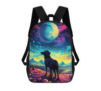 sinyumoney 3D Backpacks Kids School Backpack Cosmic Canine Serenity School Bag 3D Printing Daypacks for Boys Elementary And Middle School Students 17inch