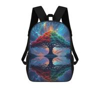 sinyumoney 3D Backpacks Kids School Backpack Cosmic Harmony Tree Landscape School Bag 3D Printing Daypacks for Boys Elementary And Middle School Students 17inch