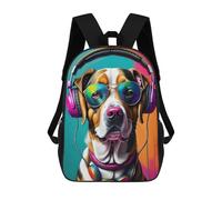 sinyumoney 3D Backpacks Kids School Backpack Dog with Headphones And Sunglasses School Bag 3D Printing Daypacks for Boys Elementary And Middle School Students 17inch