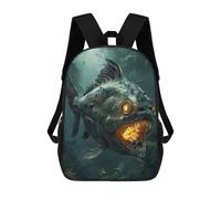 sinyumoney 3D Backpacks Kids School Backpack Fantasy Piranha Glowing School Bag 3D Printing Daypacks for Boys Elementary And Middle School Students 17inch
