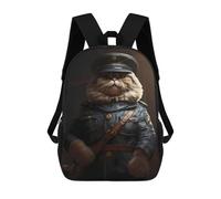 sinyumoney 3D Backpacks Kids School Backpack Fat Cat Police Officer Pet School Bag 3D Printing Daypacks for Boys Elementary And Middle School Students 17inch