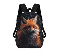 sinyumoney 3D Backpacks Kids School Backpack Fox In Rain Realistic School Bag 3D Printing Daypacks for Boys Elementary And Middle School Students 17inch