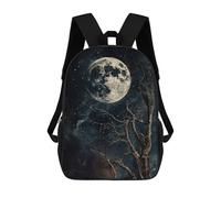 sinyumoney 3D Backpacks Kids School Backpack Full Black Moon And Bare Tree School Bag 3D Printing Daypacks for Boys Elementary And Middle School Students 17inch
