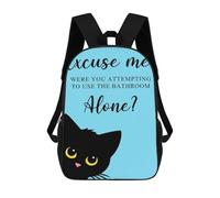 sinyumoney 3D Backpacks Kids School Backpack Funny Black Cat Bathroom School Bag 3D Printing Daypacks for Boys Elementary And Middle School Students 17inch