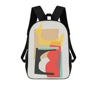 sinyumoney 3D Backpacks Kids School Backpack Harmonious Collage 3 School Bag 3D Printing Daypacks for Boys Elementary And Middle School Students 17inch