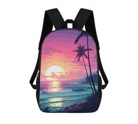 sinyumoney 3D Backpacks Kids School Backpack Hawaii Retro Waves Pixel School Bag 3D Printing Daypacks for Boys Elementary And Middle School Students 17inch