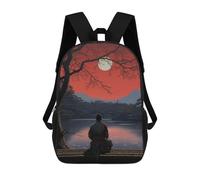 sinyumoney 3D Backpacks Kids School Backpack Lonely Japanese Painting School Bag 3D Printing Daypacks for Boys Elementary And Middle School Students 17inch