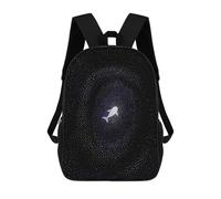 sinyumoney 3D Backpacks Kids School Backpack Lonely Whale in The Cosmos School Bag 3D Printing Daypacks for Boys Elementary And Middle School Students 17inch