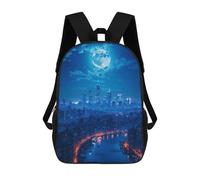 sinyumoney 3D Backpacks Kids School Backpack Lunar Metropolis School Bag 3D Printing Daypacks for Boys Elementary And Middle School Students 17inch