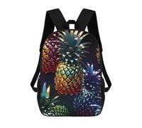 sinyumoney 3D Backpacks Kids School Backpack Metallic Pineapple Rainbow School Bag 3D Printing Daypacks for Boys Elementary And Middle School Students 17inch