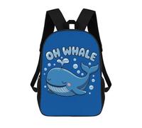 sinyumoney 3D Backpacks Kids School Backpack Oh Whale Cute Cartoon Pun School Bag 3D Printing Daypacks for Boys Elementary And Middle School Students 17inch