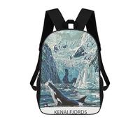sinyumoney 3D Backpacks Kids School Backpack Orca in Kenai Fjords School Bag 3D Printing Daypacks for Boys Elementary And Middle School Students 17inch
