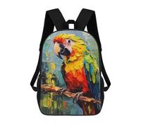 sinyumoney 3D Backpacks Kids School Backpack Palette Parrot Painting School Bag 3D Printing Daypacks for Boys Elementary And Middle School Students 17inch