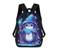 sinyumoney 3D Backpacks Kids School Backpack Penguin Wizard Magic School Bag 3D Printing Daypacks for Boys Elementary And Middle School Students 17inch