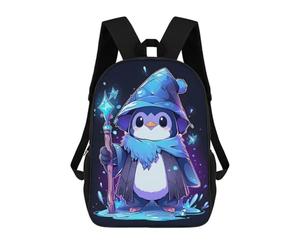 sinyumoney 3D Backpacks Kids School Backpack Penguin Wizard Magic School Bag 3D Printing Daypacks for Boys Elementary And Middle School Students 17inch