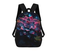 sinyumoney 3D Backpacks Kids School Backpack Rainy Succulent Flower School Bag 3D Printing Daypacks for Boys Elementary And Middle School Students 17inch