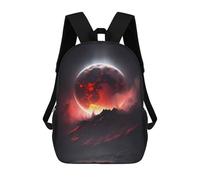 sinyumoney 3D Backpacks Kids School Backpack Red Moon School Bag 3D Printing Daypacks for Boys Elementary And Middle School Students 17inch