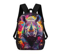 sinyumoney 3D Backpacks Kids School Backpack Rhinoceros Painting School Bag 3D Printing Daypacks for Boys Elementary And Middle School Students 17inch