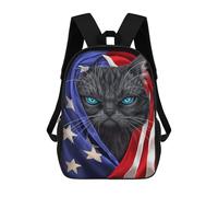 sinyumoney 3D Backpacks Kids School Backpack Russian Cat USA Patriot School Bag 3D Printing Daypacks for Boys Elementary And Middle School Students 17inch