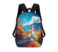 sinyumoney 3D Backpacks Kids School Backpack Santiago Art School Bag 3D Printing Daypacks for Boys Elementary And Middle School Students 17inch